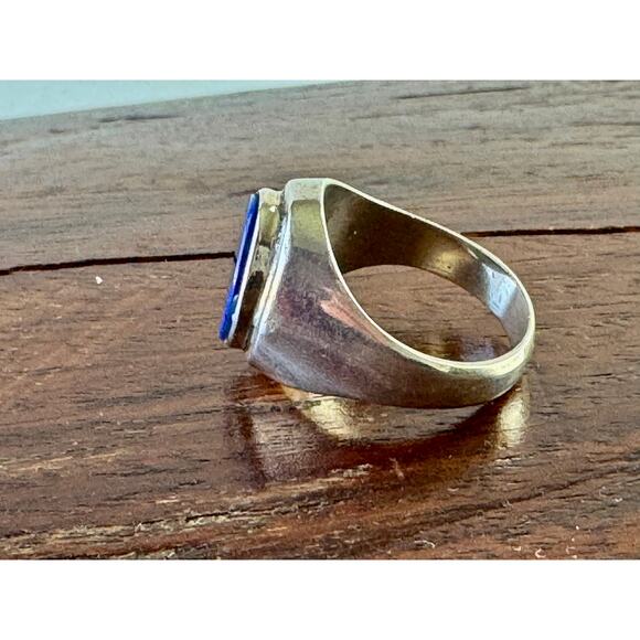 Vintage Lapis Lazuli Cabochon Ring Size 10 Sterling 925 Silver - Picture 5 of 5